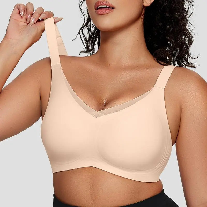 Wireless Soft Comfort Bra with V-Neck Jelly Strip