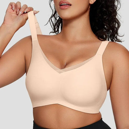 Wireless Soft Comfort Bra with V-Neck Jelly Strip