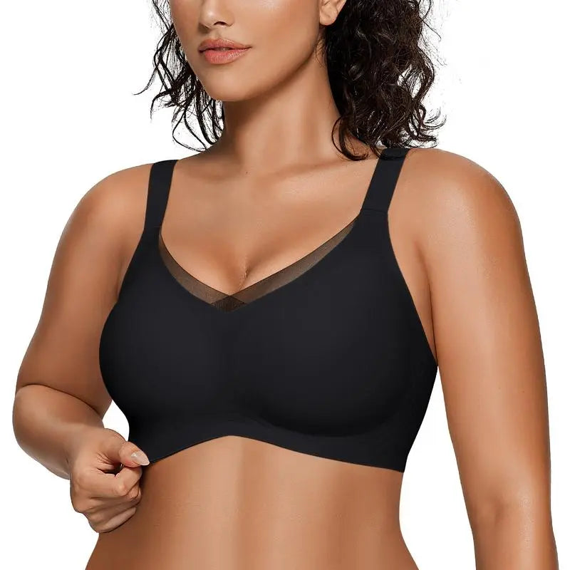 Wireless Soft Comfort Bra with V-Neck Jelly Strip