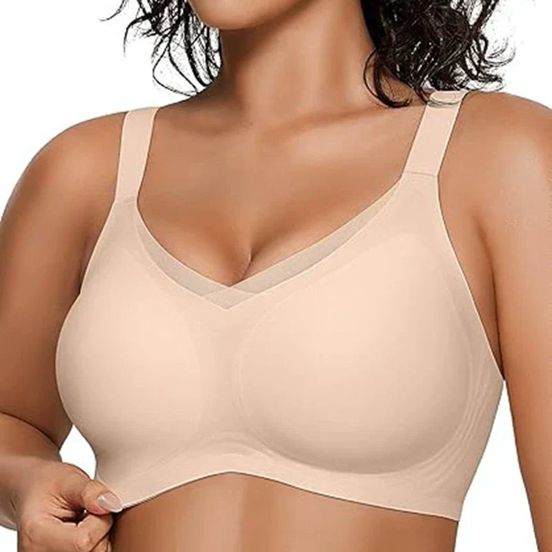 Wireless Soft Comfort Bra with V-Neck Jelly Strip